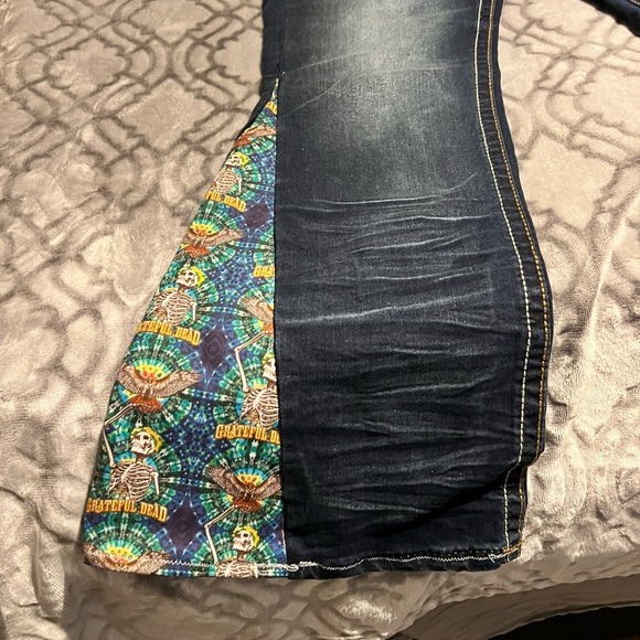 Grateful Dead Denim Jeans with Patch Custom Bell Bottoms 34x32 - Picture 1 of 5
